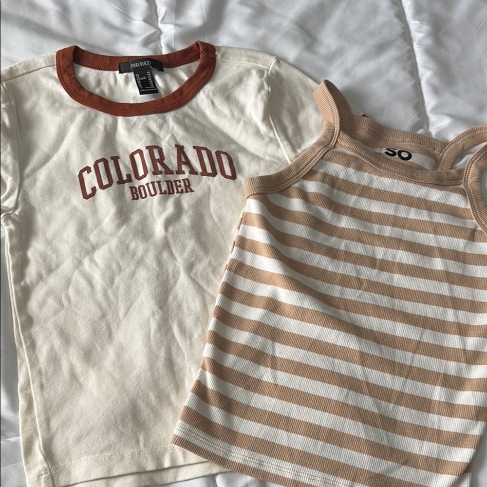 Two Juniors XS tops - Baby tee and Striped Tank Top